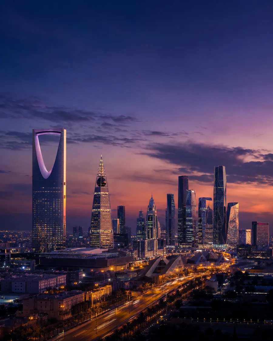 Riyadh skyline at blue hour